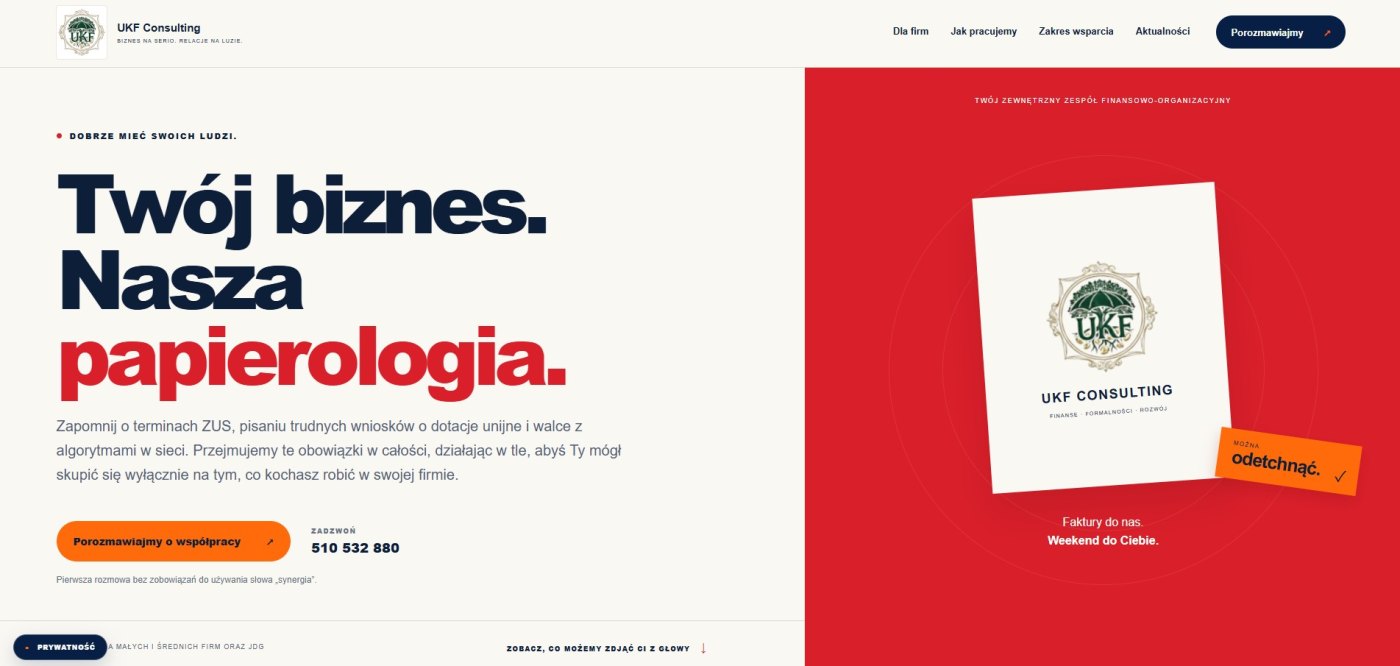 Podgląd strony UKF Consulting — Twój biznes. Nasza papierologia.